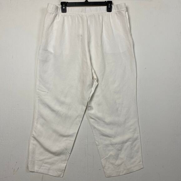 H&M White Linen Blend Wide Leg Crop Pants Size Extra Large - Picture 4 of 6